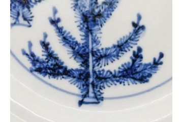 正木春蔵　九谷焼　染付　色絵　松梅文　約14cm　4.7寸　緻密なデザインが魅力の小皿5枚セット(花、樹木、豆皿、和皿、和食器、四寸七分)(R-079518)
