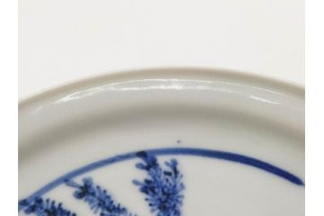 正木春蔵　九谷焼　染付　色絵　松梅文　約14cm　4.7寸　緻密なデザインが魅力の小皿5枚セット(花、樹木、豆皿、和皿、和食器、四寸七分)(R-079518)