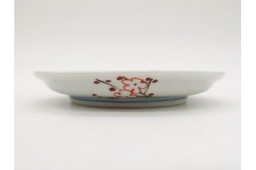 正木春蔵　九谷焼　染付　色絵　松梅文　約14cm　4.7寸　緻密なデザインが魅力の小皿5枚セット(花、樹木、豆皿、和皿、和食器、四寸七分)(R-079518)