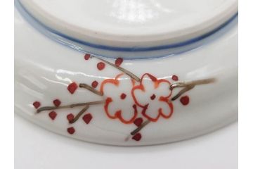 正木春蔵　九谷焼　染付　色絵　松梅文　約14cm　4.7寸　緻密なデザインが魅力の小皿5枚セット(花、樹木、豆皿、和皿、和食器、四寸七分)(R-079518)