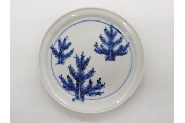 正木春蔵　九谷焼　染付　色絵　松梅文　約14cm　4.7寸　緻密なデザインが魅力の小皿5枚セット(花、樹木、豆皿、和皿、和食器、四寸七分)(R-079518)