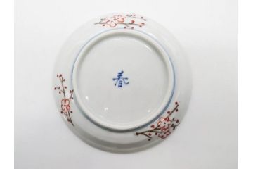 正木春蔵　九谷焼　染付　色絵　松梅文　約14cm　4.7寸　緻密なデザインが魅力の小皿5枚セット(花、樹木、豆皿、和皿、和食器、四寸七分)(R-079518)
