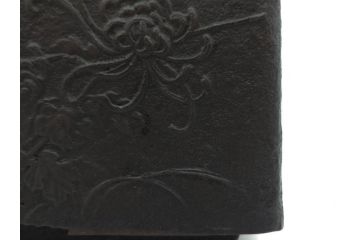 松寿堂　斑紫銅蓋　菊文　歴史を重ねた味わい深い四方鉄瓶(花、湯沸、湯瓶、茶道具、茶器、共箱付き)(R-079519)