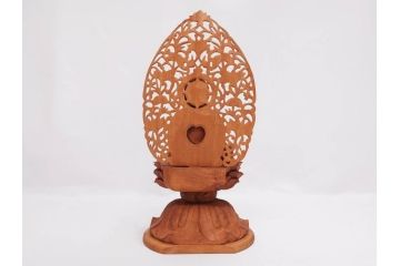小宮茂　木彫　釈迦如来像(木製、仏像、仏教美術、置物、オブジェ、松久宗琳、ガラスケース付き、佛像彫刻作品集付き)(R-079520)