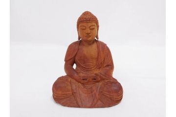 小宮茂　木彫　釈迦如来像(木製、仏像、仏教美術、置物、オブジェ、松久宗琳、ガラスケース付き、佛像彫刻作品集付き)(R-079520)