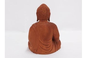 小宮茂　木彫　釈迦如来像(木製、仏像、仏教美術、置物、オブジェ、松久宗琳、ガラスケース付き、佛像彫刻作品集付き)(R-079520)