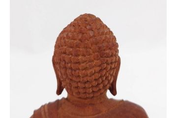 小宮茂　木彫　釈迦如来像(木製、仏像、仏教美術、置物、オブジェ、松久宗琳、ガラスケース付き、佛像彫刻作品集付き)(R-079520)