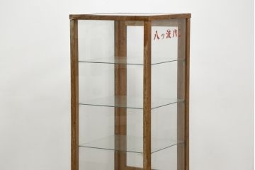和製アンティーク　昭和レトロな懐かしさ漂うパン屋さんのGケース(パンケース、キャビネット、ガラスケース、コレクションケース、ディスプレイケース、ショーケース、飾り棚、陳列棚、店舗什器)(R-079527)