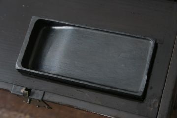 和製アンティーク　明治大正期　上手物!!　総欅(ケヤキ)材　新潟産　銅金具　和の趣たっぷりの硯箱(筆箱、小引き出し、小物収納、卓上収納、印箱、掛硯、掛け硯)(R-079534)