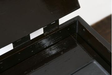和製アンティーク　明治大正期　上手物!!　総欅(ケヤキ)材　新潟産　銅金具　和の趣たっぷりの硯箱(筆箱、小引き出し、小物収納、卓上収納、印箱、掛硯、掛け硯)(R-079534)
