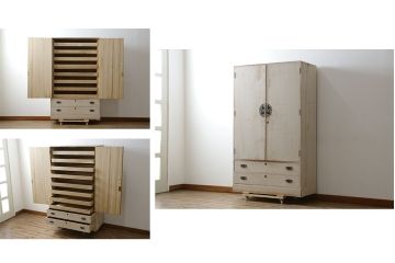 和製ビンテージ　国産　職人手造り品　透かしの金具が素敵な総桐箪笥(総桐たんす、並厚、和タンス、着物箪笥、衣装箪笥、引き出し、ヴィンテージ)(R-079543)