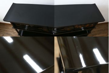 中古　輪島塗り　明斎　内扉にも精細で美しい蒔絵が施された贅沢な漆塗りの飾り棚(茶棚、違い棚、収納棚、戸棚)(定価約300万円)(R-079545)