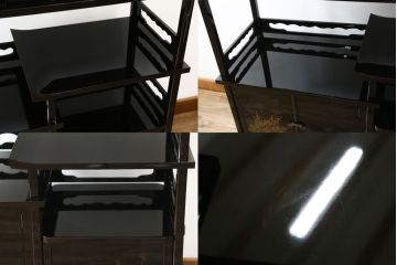 中古　輪島塗り　明斎　内扉にも精細で美しい蒔絵が施された贅沢な漆塗りの飾り棚(茶棚、違い棚、収納棚、戸棚)(定価約300万円)(R-079545)