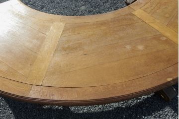 フランスアンティーク　特大!!　オーク材　半円型が珍しいクラシカルな佇まいのテーブル(円卓、半円状、会議用テーブル、ダイニングテーブル)(R-079546)
