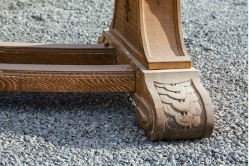 フランスアンティーク　特大!!　オーク材　半円型が珍しいクラシカルな佇まいのテーブル(円卓、半円状、会議用テーブル、ダイニングテーブル)(R-079546)