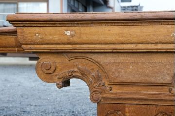 フランスアンティーク　特大!!　オーク材　半円型が珍しいクラシカルな佇まいのテーブル(円卓、半円状、会議用テーブル、ダイニングテーブル)(R-079546)