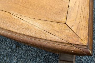 フランスアンティーク　特大!!　オーク材　半円型が珍しいクラシカルな佇まいのテーブル(円卓、半円状、会議用テーブル、ダイニングテーブル)(R-079547)