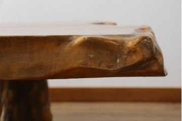 和製ビンテージ　栃の木一枚板　特大!!　木本来の風合いを楽しめる座卓(ローテーブル、センターテーブル、リビングテーブル、ヴィンテージ)(R-079549)