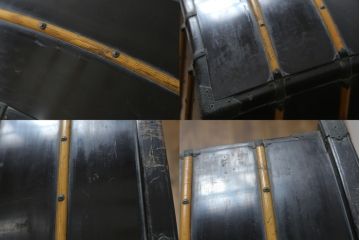 希少!!　江戸期　背負鎧櫃(よろいびつ)　彫金金具　武具　甲冑(R-079551)