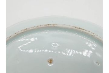 江戸期　古伊万里　染付　富士山・山水図　約29cm　9.5寸　落ち着いた佇まいを感じる大皿(風景、海、和皿、和食器、九寸五分)(R-079556)
