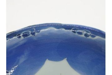 江戸期　古伊万里　染付　富士山・山水図　約30cm　9.7寸　丁寧な絵付けが優美な大皿(干し網、ツバメ、海、波、風景、和皿、和食器、九寸七分)(R-079557)