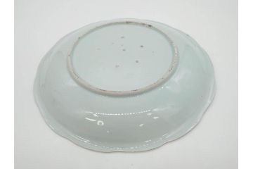 江戸期　古伊万里　染付　富士山・山水図　約30cm　9.7寸　丁寧な絵付けが優美な大皿(干し網、ツバメ、海、波、風景、和皿、和食器、九寸七分)(R-079557)