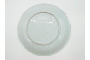 江戸期　古伊万里　染付　富士山・山水図　約30cm　9.7寸　丁寧な絵付けが優美な大皿(干し網、ツバメ、海、波、風景、和皿、和食器、九寸七分)(R-079557)