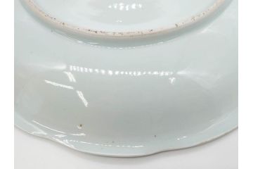 江戸期　古伊万里　染付　富士山・山水図　約30cm　9.7寸　丁寧な絵付けが優美な大皿(干し網、ツバメ、海、波、風景、和皿、和食器、九寸七分)(R-079557)