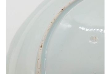 江戸期　古伊万里　染付　富士山・山水図　約30cm　9.7寸　丁寧な絵付けが優美な大皿(干し網、ツバメ、海、波、風景、和皿、和食器、九寸七分)(R-079557)