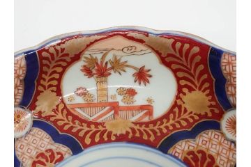太明成化年製　上手物　古伊万里　赤絵　色絵　染錦　約22cm　7.2寸　金彩が豪華で美しい中皿2枚セット(菊、花、和皿、和食器、七寸二分)(R-079558)