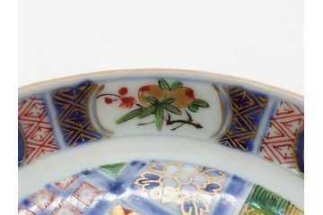 江戸期　大聖寺伊万里　染付　格子文　石畳文　奇玉珍玩　約10cm　3.3寸　華やかで美しい小皿2枚セット(色絵、小紋、梅、菊、花、松、なます皿、豆皿、手塩皿、深皿、和皿、和食器、三寸三分)(R-079560)
