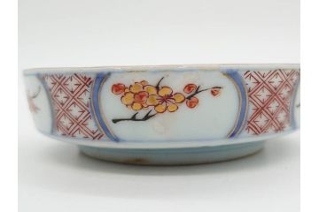 江戸期　大聖寺伊万里　染付　格子文　石畳文　奇玉珍玩　約10cm　3.3寸　華やかで美しい小皿2枚セット(色絵、小紋、梅、菊、花、松、なます皿、豆皿、手塩皿、深皿、和皿、和食器、三寸三分)(R-079560)