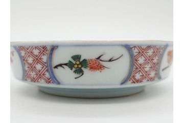 江戸期　大聖寺伊万里　染付　格子文　石畳文　奇玉珍玩　約10cm　3.3寸　華やかで美しい小皿2枚セット(色絵、小紋、梅、菊、花、松、なます皿、豆皿、手塩皿、深皿、和皿、和食器、三寸三分)(R-079560)