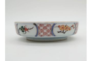 江戸期　大聖寺伊万里　染付　格子文　石畳文　奇玉珍玩　約10cm　3.3寸　華やかで美しい小皿2枚セット(色絵、小紋、梅、菊、花、松、なます皿、豆皿、手塩皿、深皿、和皿、和食器、三寸三分)(R-079560)