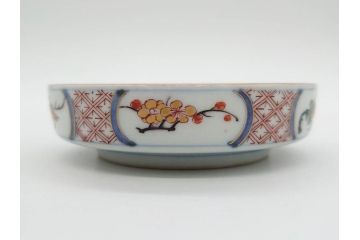 江戸期　大聖寺伊万里　染付　格子文　石畳文　奇玉珍玩　約10cm　3.3寸　華やかで美しい小皿2枚セット(色絵、小紋、梅、菊、花、松、なます皿、豆皿、手塩皿、深皿、和皿、和食器、三寸三分)(R-079560)
