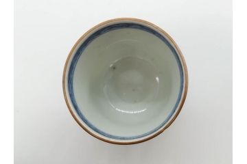 江戸期　古伊万里　染付　細かな絵付けが可愛らしいお猪口6客セット(金彩、扇、梅、花、蕎麦猪口、酒器、おちょこ、御猪口、湯呑み、湯のみ、和食器)(R-079561)