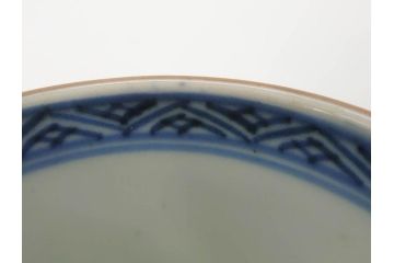江戸期　古伊万里　染付　細かな絵付けが可愛らしいお猪口6客セット(金彩、扇、梅、花、蕎麦猪口、酒器、おちょこ、御猪口、湯呑み、湯のみ、和食器)(R-079561)