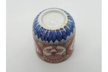 江戸期　古伊万里　染付　細かな絵付けが可愛らしいお猪口6客セット(金彩、扇、梅、花、蕎麦猪口、酒器、おちょこ、御猪口、湯呑み、湯のみ、和食器)(R-079561)