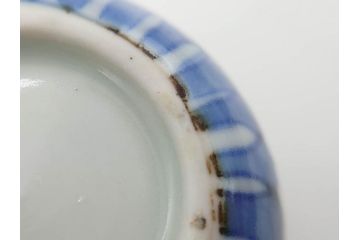 江戸期　古伊万里　染付　細かな絵付けが可愛らしいお猪口6客セット(金彩、扇、梅、花、蕎麦猪口、酒器、おちょこ、御猪口、湯呑み、湯のみ、和食器)(R-079561)