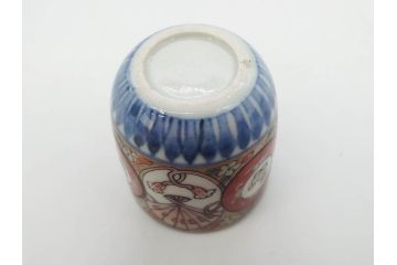 江戸期　古伊万里　染付　細かな絵付けが可愛らしいお猪口6客セット(金彩、扇、梅、花、蕎麦猪口、酒器、おちょこ、御猪口、湯呑み、湯のみ、和食器)(R-079561)