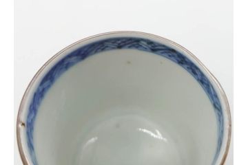 江戸期　古伊万里　染付　テーブルのアクセントになるお猪口6客セット(金彩、扇、梅、花、蕎麦猪口、酒器、おちょこ、御猪口、湯呑み、湯のみ、和食器)(R-079562)