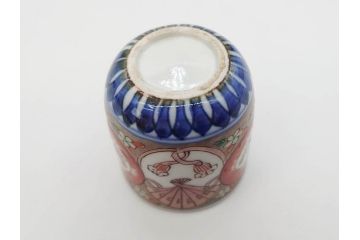 江戸期　古伊万里　染付　テーブルのアクセントになるお猪口6客セット(金彩、扇、梅、花、蕎麦猪口、酒器、おちょこ、御猪口、湯呑み、湯のみ、和食器)(R-079562)