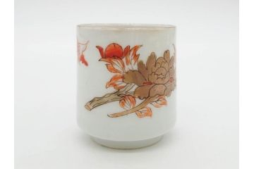 江戸期　古伊万里　染付　清淑な雰囲気を感じられるお猪口5客セット(金彩、ちょう、蝶、花、蕎麦猪口、酒器、おちょこ、御猪口、湯呑み、湯のみ、和食器)(R-079564)