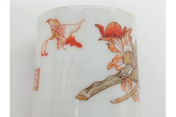 江戸期　古伊万里　染付　清淑な雰囲気を感じられるお猪口5客セット(金彩、ちょう、蝶、花、蕎麦猪口、酒器、おちょこ、御猪口、湯呑み、湯のみ、和食器)(R-079564)