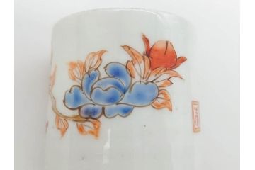 江戸期　古伊万里　染付　清淑な雰囲気を感じられるお猪口5客セット(金彩、ちょう、蝶、花、蕎麦猪口、酒器、おちょこ、御猪口、湯呑み、湯のみ、和食器)(R-079564)