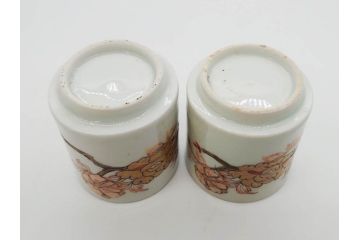 江戸期　古伊万里　染付　清淑な雰囲気を感じられるお猪口5客セット(金彩、ちょう、蝶、花、蕎麦猪口、酒器、おちょこ、御猪口、湯呑み、湯のみ、和食器)(R-079564)