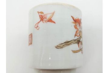 江戸期　古伊万里　染付　緻密な絵付けが美しいお猪口7客セット(金彩、ちょう、蝶、花、蕎麦猪口、酒器、おちょこ、御猪口、湯呑み、湯のみ、和食器)(R-079565)