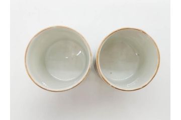 江戸期　古伊万里　染付　緻密な絵付けが美しいお猪口7客セット(金彩、ちょう、蝶、花、蕎麦猪口、酒器、おちょこ、御猪口、湯呑み、湯のみ、和食器)(R-079565)