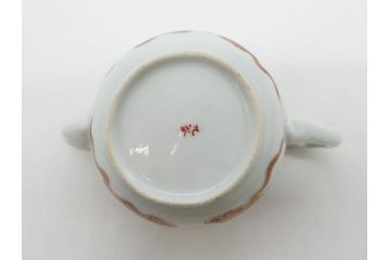 明治期　九谷焼　赤絵　金彩　鳳凰図　厳かな風格のある急須(鳥、雲文、和食器、水注、茶道具、茶器、水指、水差)(R-079566)