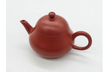 嘉慶年製　時代物　中国　唐物　朱泥　柔らかな土の温かみを感じる急須(茶注、煎茶道具、茶道具、茶器)(R-079567)